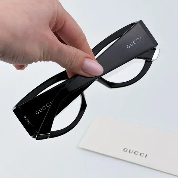 Gucci Women BRAND NEWSunglasses Black Transparent Rectangular GG1917S 002